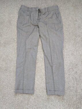 J Crew Cafe Capri Pants Womens 8 Gray Tollegno 1900 100% Wool Crop Made in Italy